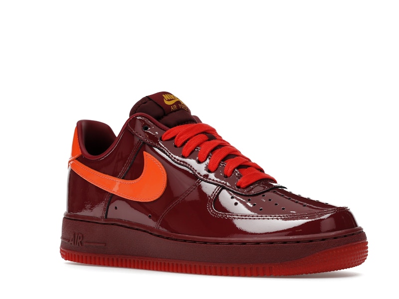 Nike Air Force 1 Low Patent Leather Dark Team Red Safety Orange