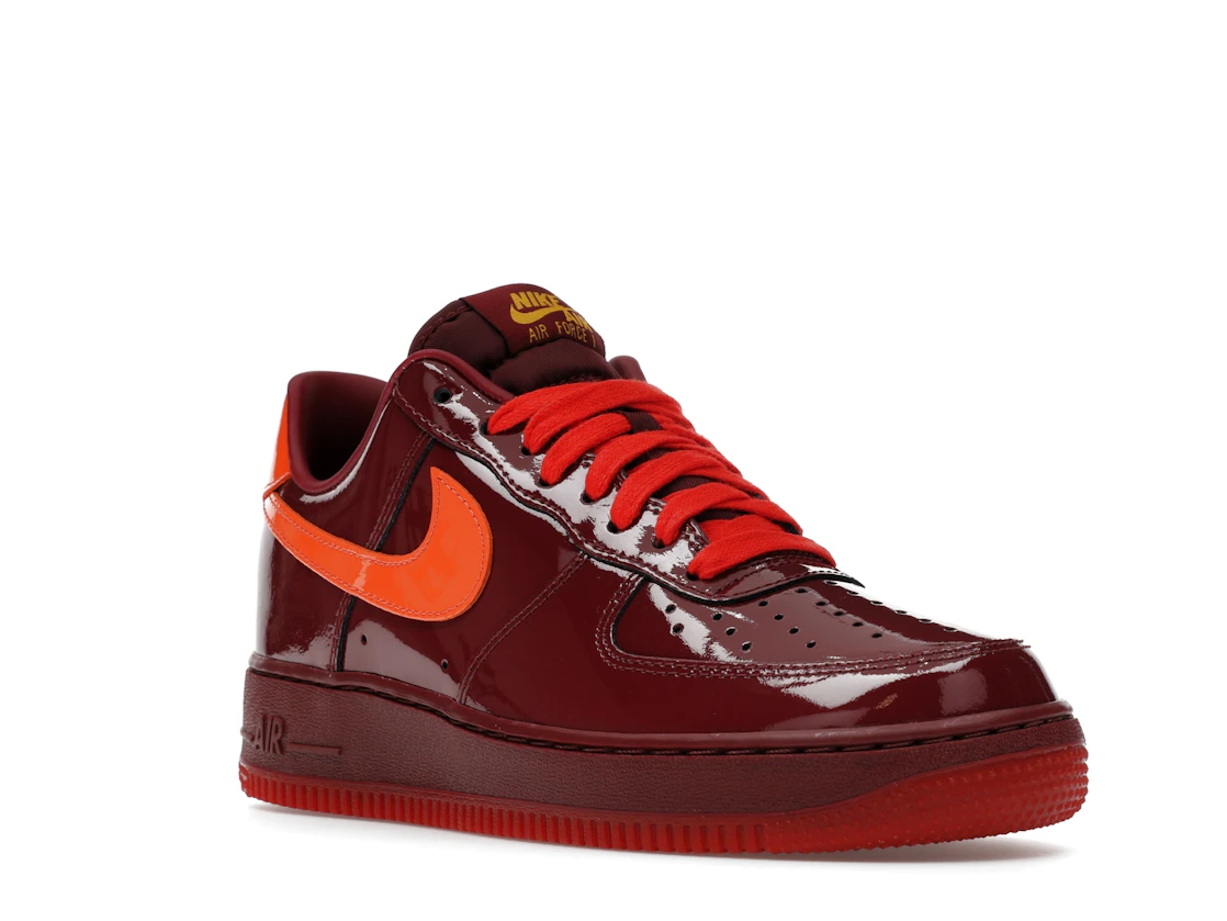 Nike Air Force 1 Low Patent Leather Dark Team Red Safety Orange