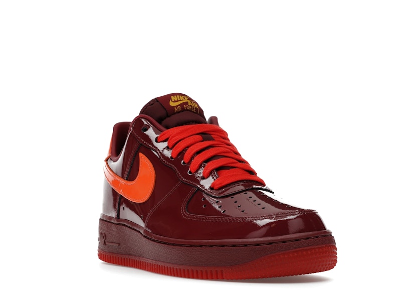 Nike Air Force 1 Low Patent Leather Dark Team Red Safety Orange