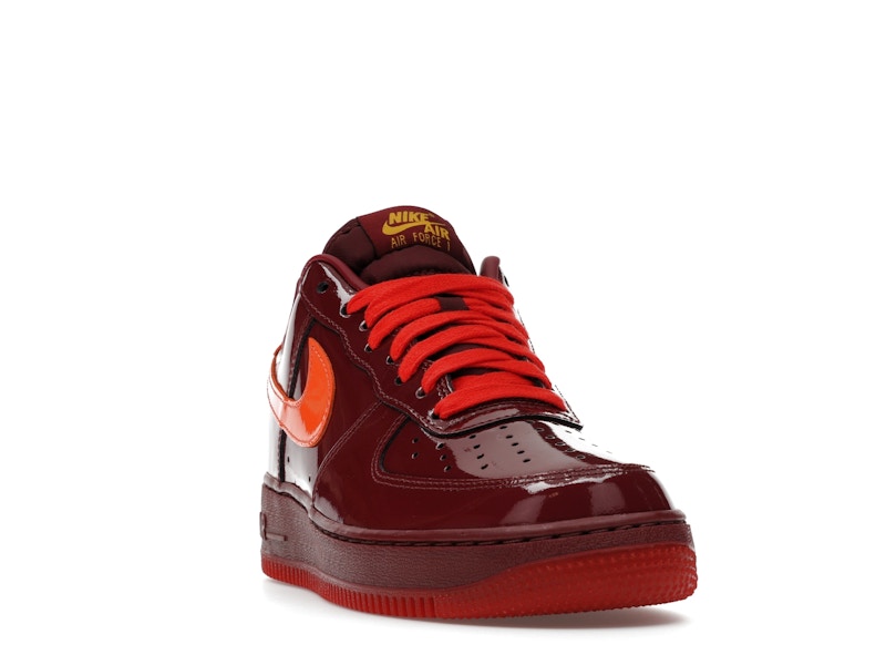 Nike Air Force 1 Low Patent Leather Dark Team Red Safety Orange