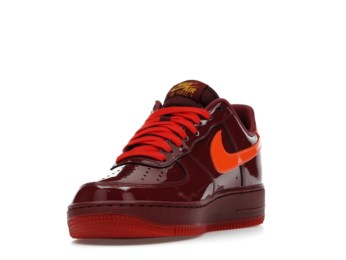 Nike Air Force 1 Low Patent Leather Dark Team Red Safety Orange