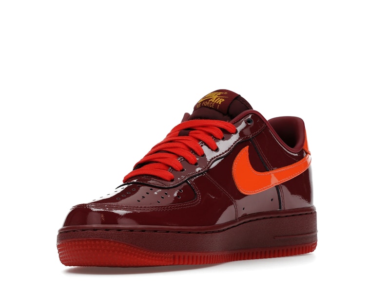 Nike Air Force 1 Low Patent Leather Dark Team Red Safety Orange