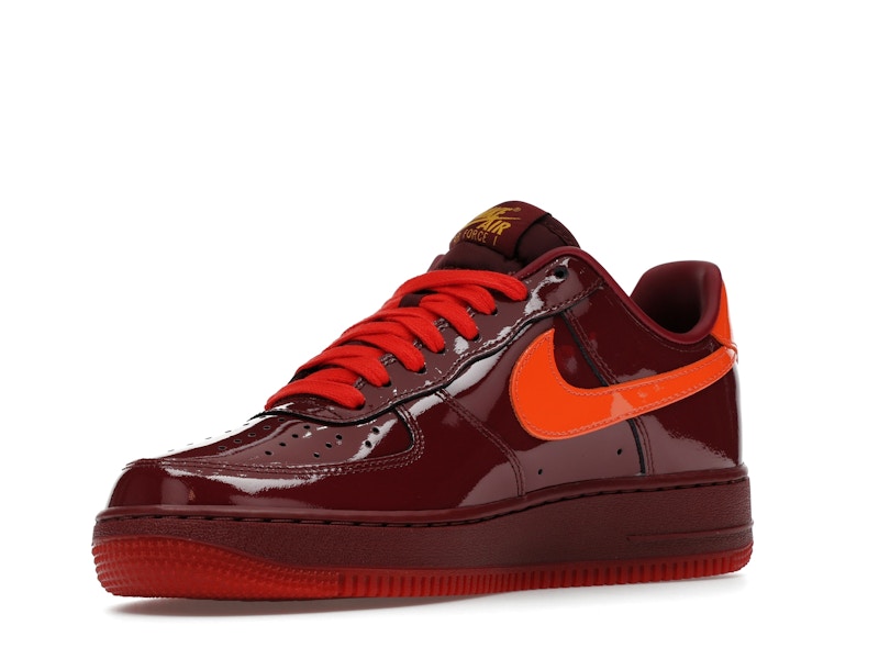 Nike Air Force 1 Low Patent Leather Dark Team Red Safety Orange
