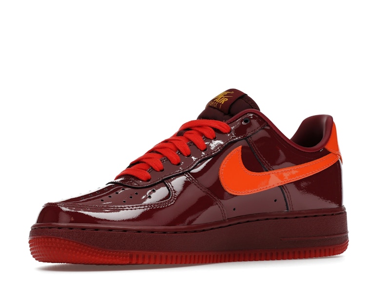 Nike Air Force 1 Low Patent Leather Dark Team Red Safety Orange