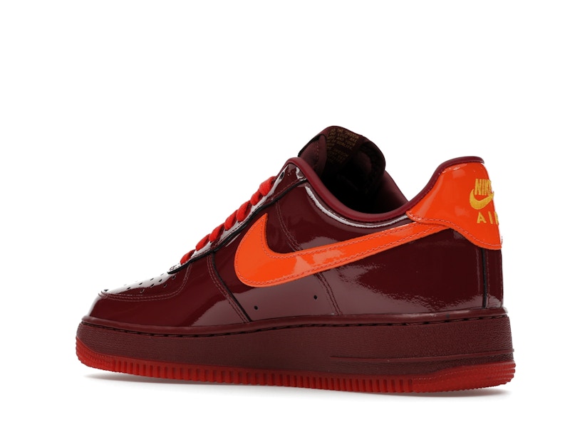 Nike Air Force 1 Low Patent Leather Dark Team Red Safety Orange