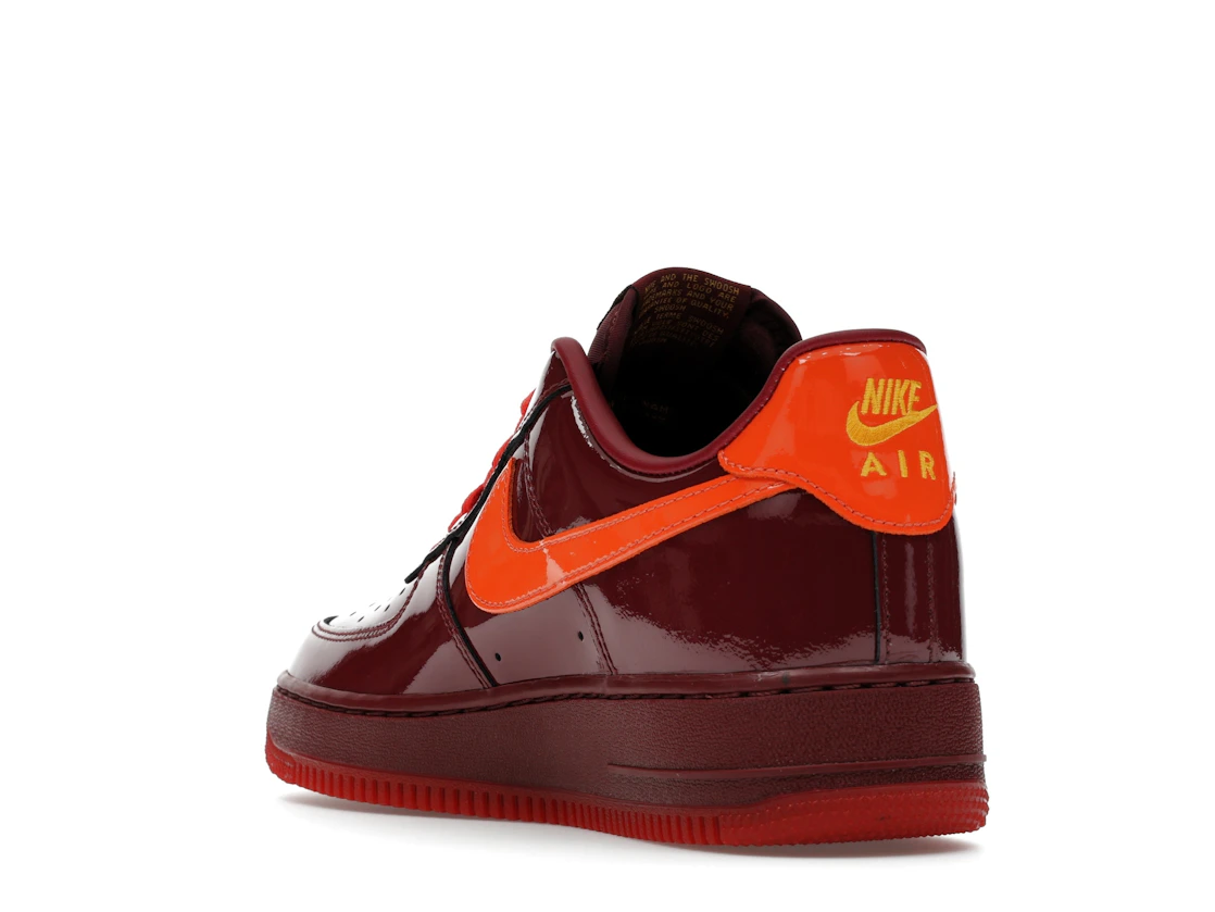 Nike Air Force 1 Low Patent Leather Dark Team Red Safety Orange