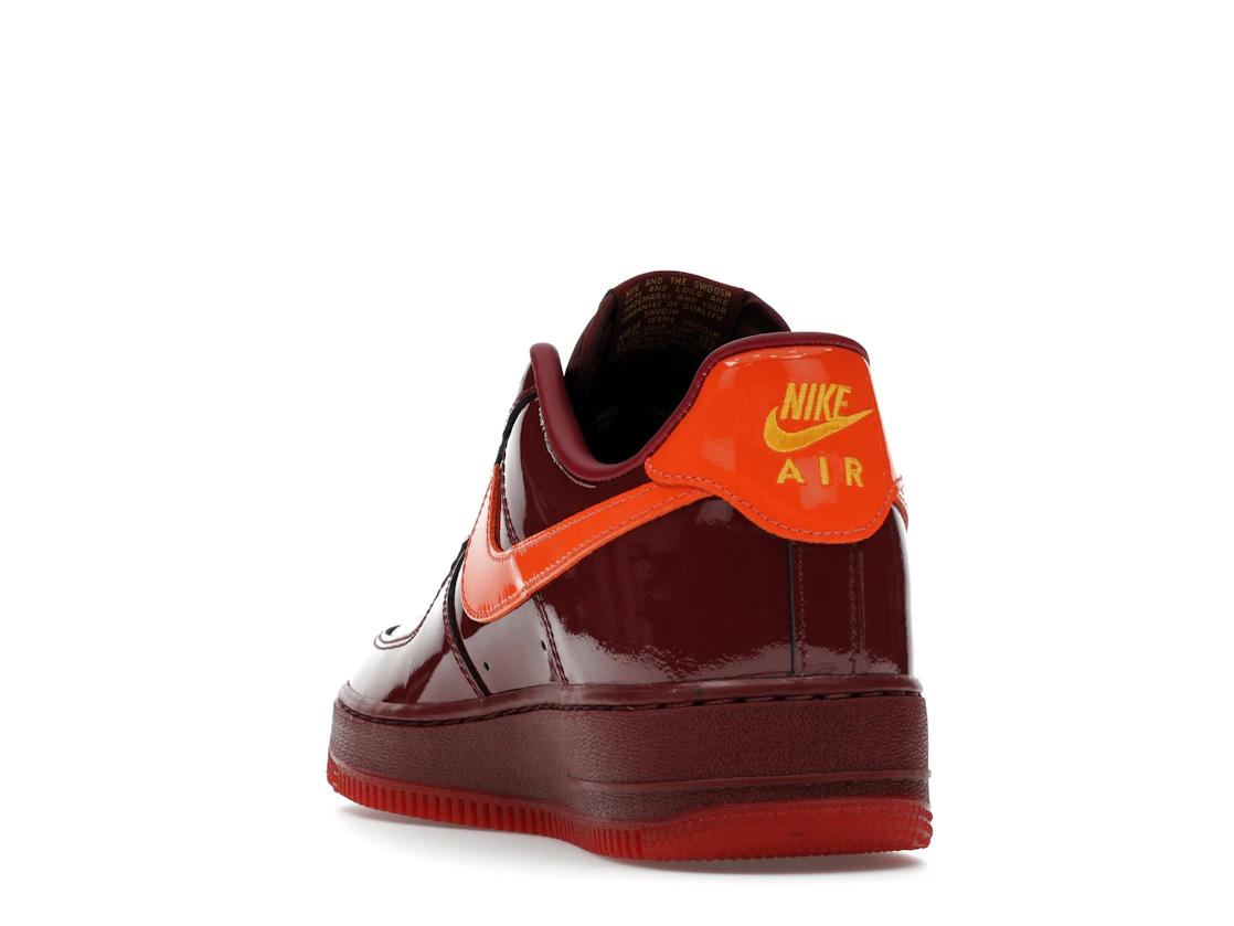 Nike Air Force 1 Low Patent Leather Dark Team Red Safety Orange