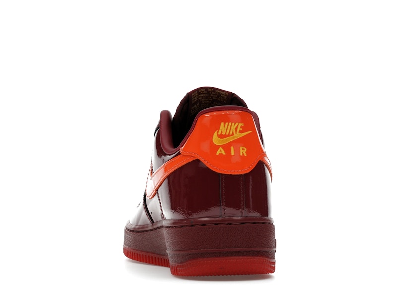 Nike Air Force 1 Low Patent Leather Dark Team Red Safety Orange
