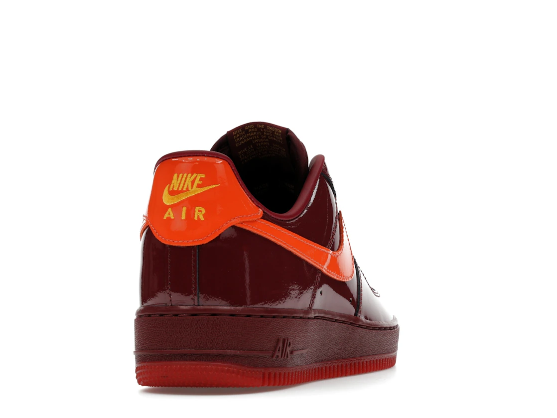 Nike Air Force 1 Low Patent Leather Dark Team Red Safety Orange