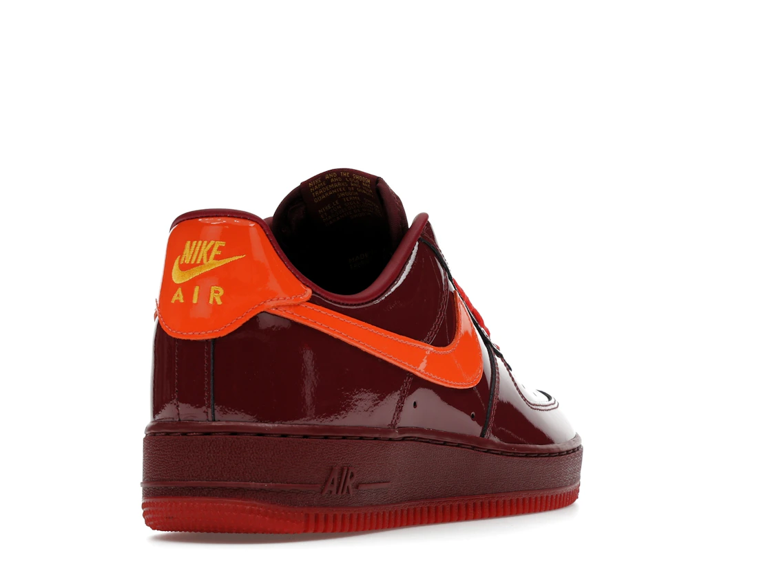 Nike Air Force 1 Low Patent Leather Dark Team Red Safety Orange
