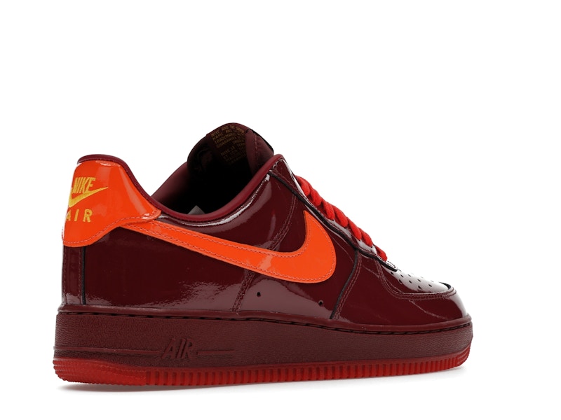 Nike Air Force 1 Low Patent Leather Dark Team Red Safety Orange