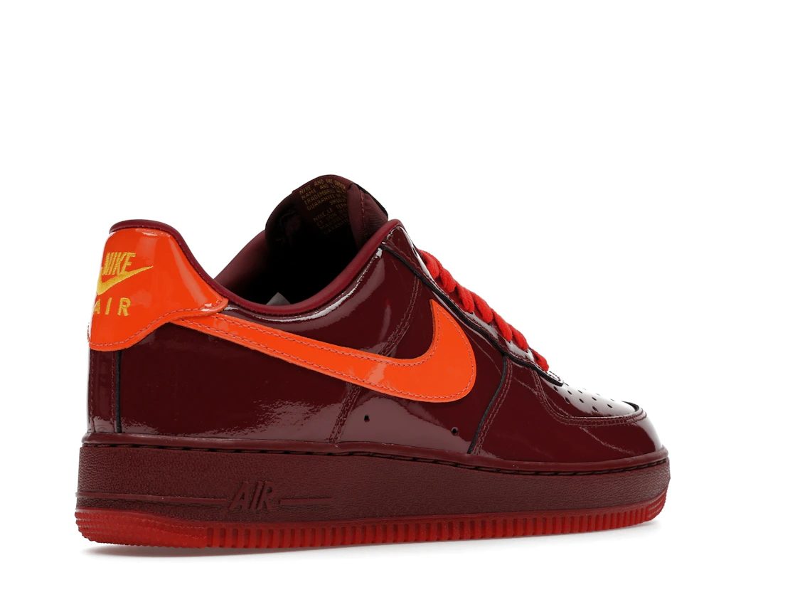 Nike Air Force 1 Low Patent Leather Dark Team Red Safety Orange