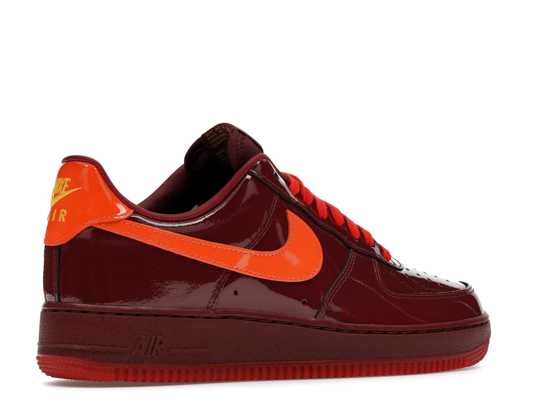 Nike Air Force 1 Low Patent Leather Dark Team Red Safety Orange
