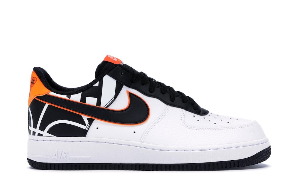 black and orange reflective air force 1