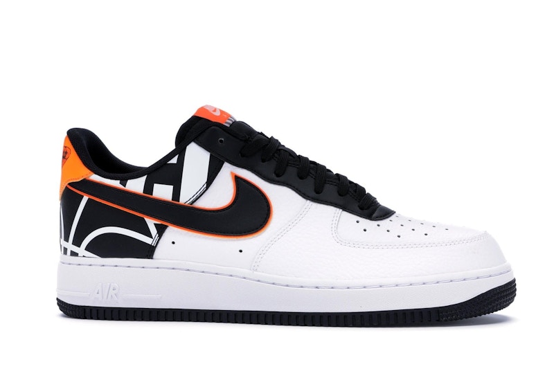 black orange and white air force ones