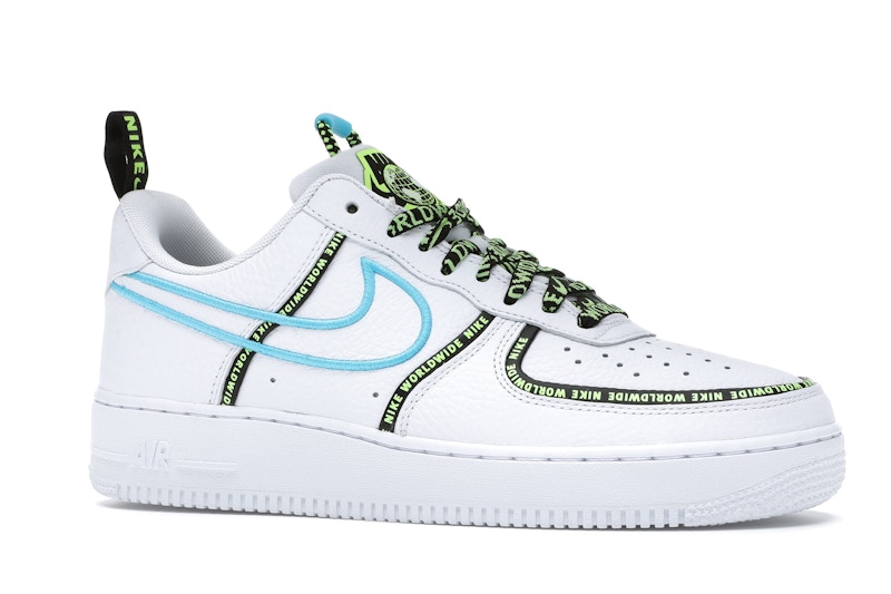 Nike Air Force 1 Low Worldwide White Blue Fury Volt - CK7213-100 Nike Air Force 1 Low Worldwide White Blue Fury Volt - CK7213-100