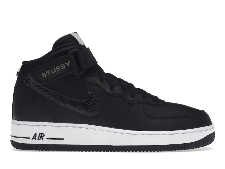 Nike Air Force 1 Mid Stussy Black White 0