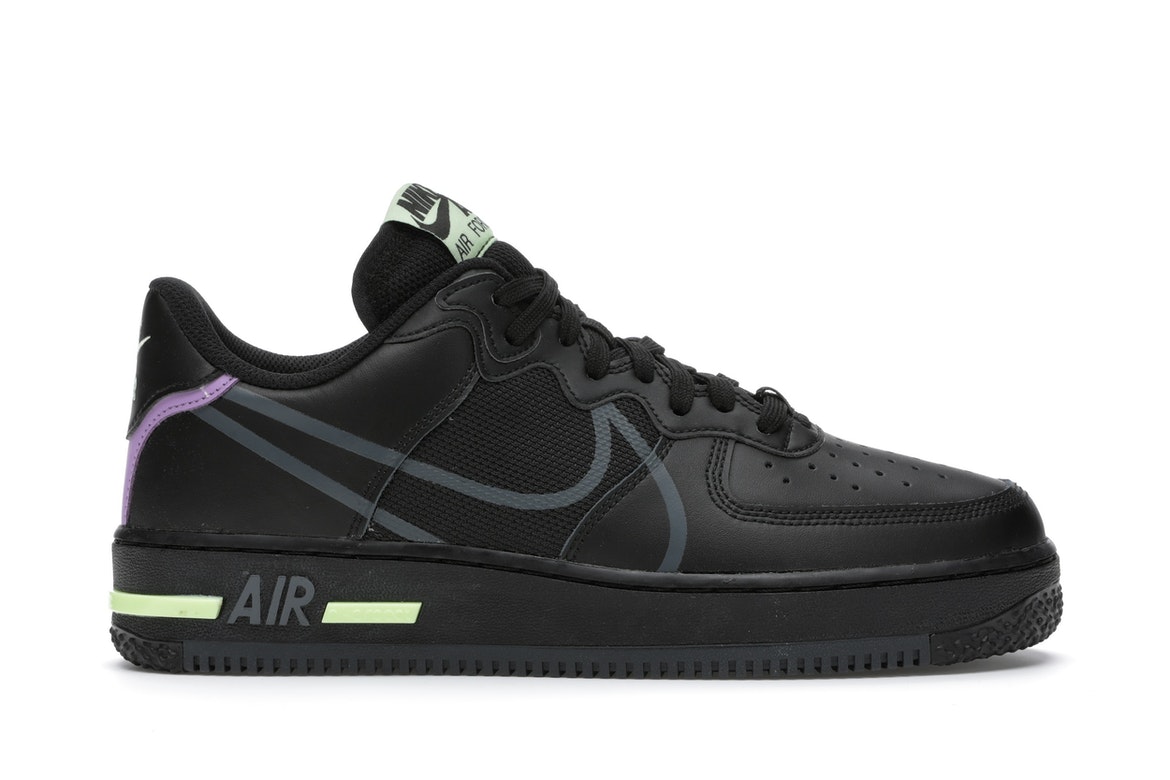 Nike Air Force 1 React Black Violet Star Barely Volt
