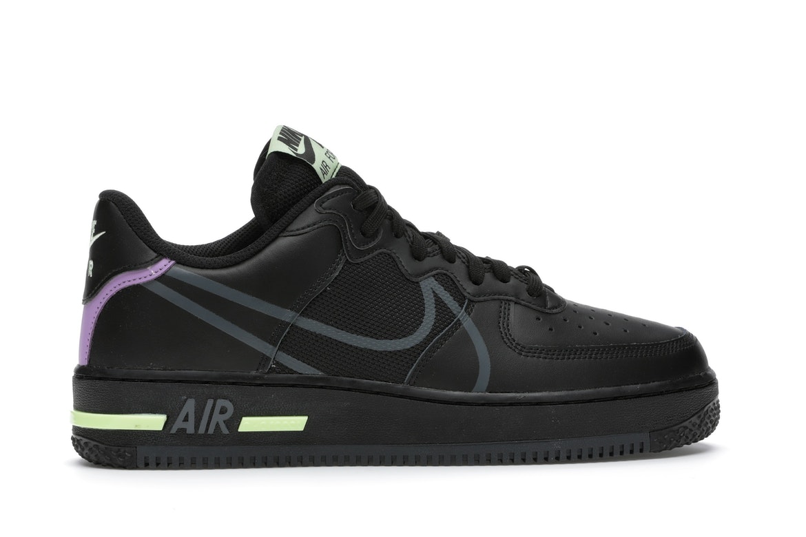 Nike Air Force 1 React Black Violet Star Barely Volt