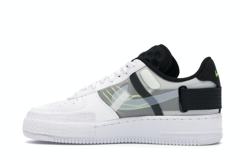 nike air force 1 type black white volt