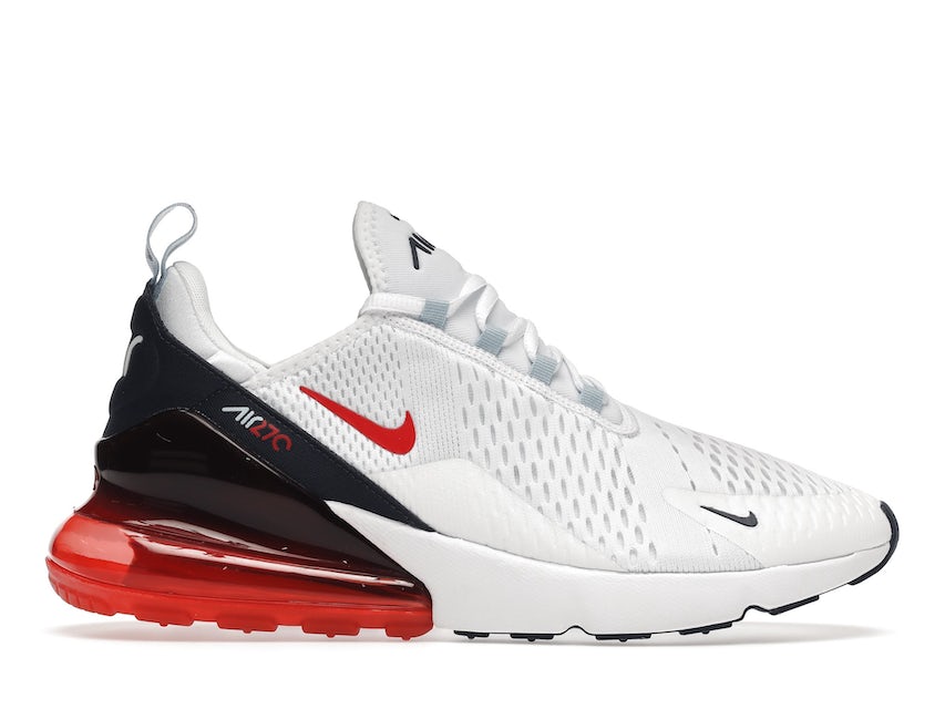 Men's Nike Air Max 270 Shoes, 8.5, White/Red/Navy