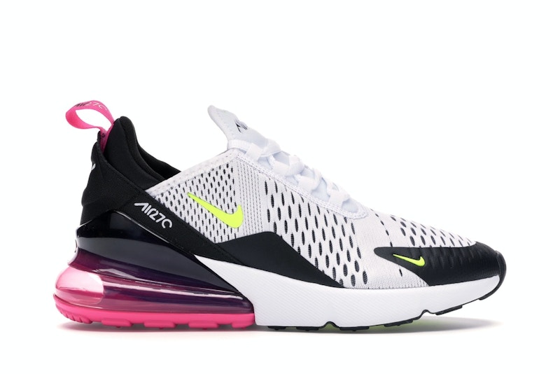 Nike Air Max 270 White Black Laser Fuchsia Volt GS Kids