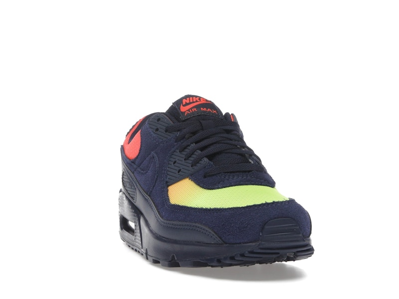 Nike Air Max 90 Blackened Blue Lemon Venom Hyper Crimson Gradient