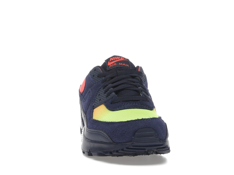 Nike Air Max 90 Blackened Blue Lemon Venom Hyper Crimson Gradient