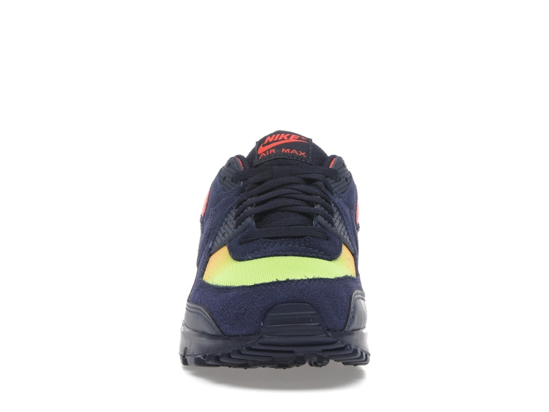 Nike Air Max 90 Blackened Blue Lemon Venom Hyper Crimson Gradient
