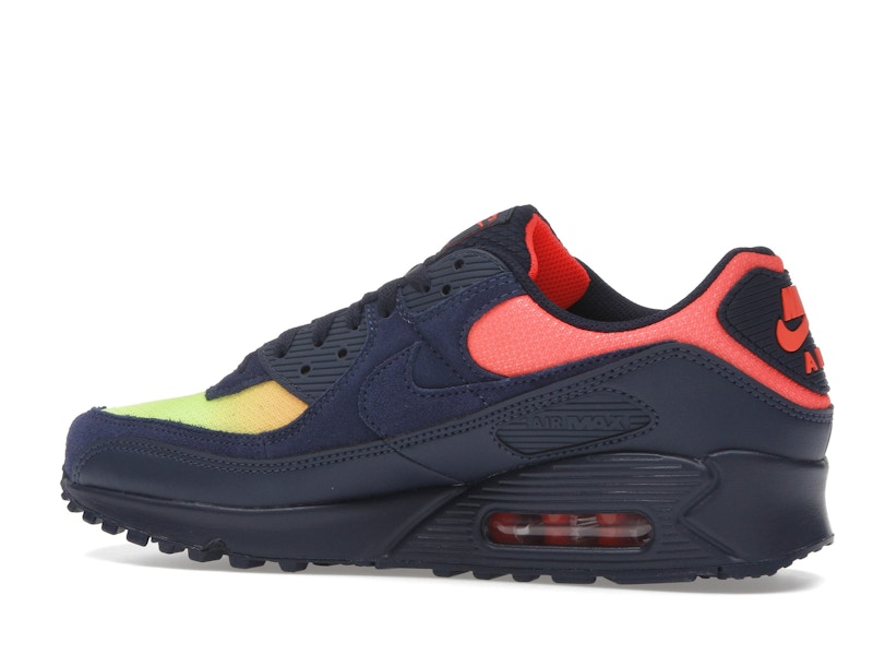 Nike Air Max 90 Blackened Blue Lemon Venom Hyper Crimson Gradient