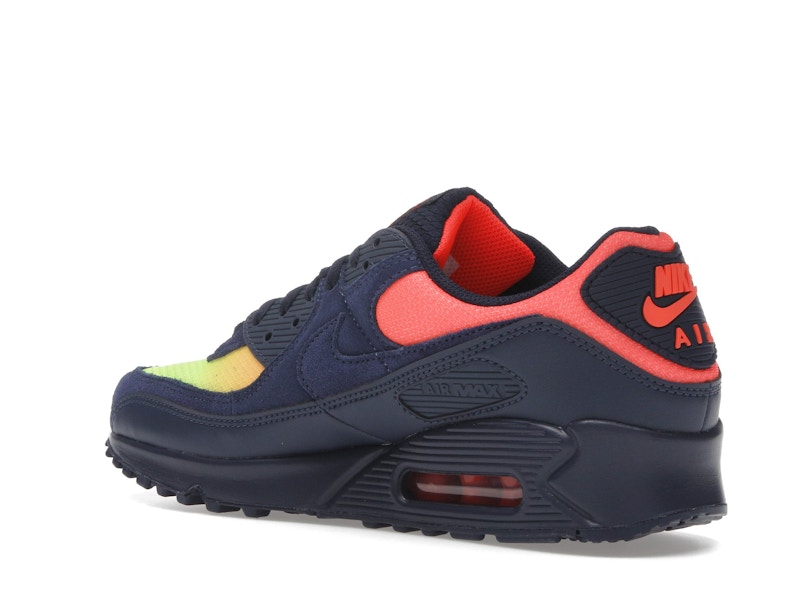 Nike Air Max 90 Blackened Blue Lemon Venom Hyper Crimson Gradient