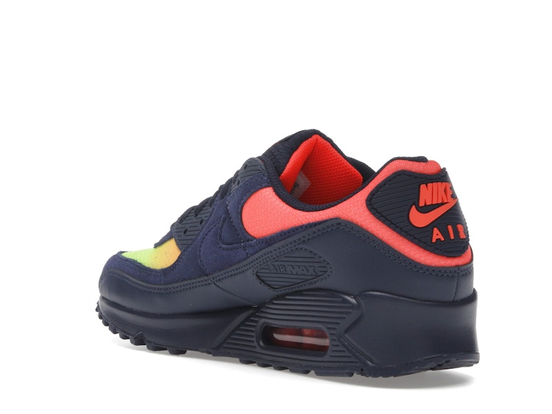 Nike Air Max 90 Blackened Blue Lemon Venom Hyper Crimson Gradient