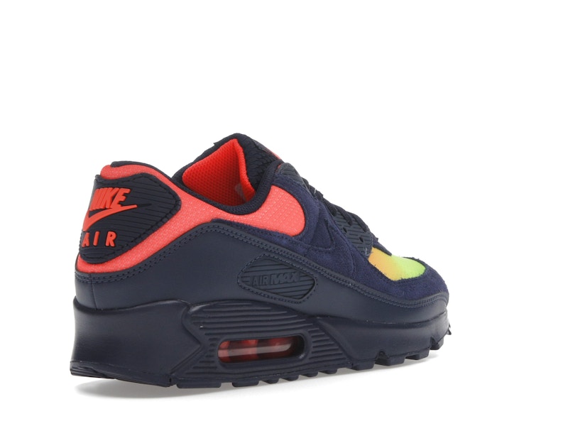 Nike Air Max 90 Blackened Blue Lemon Venom Hyper Crimson Gradient