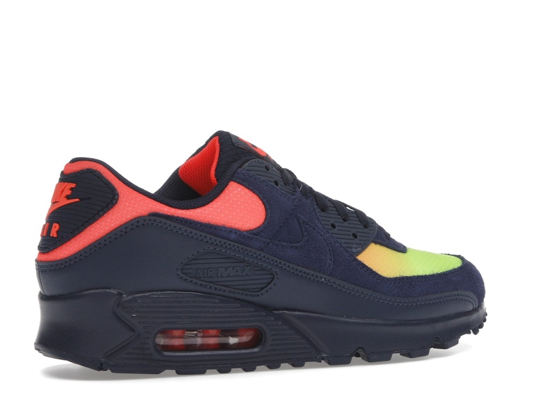 Nike Air Max 90 Blackened Blue Lemon Venom Hyper Crimson Gradient
