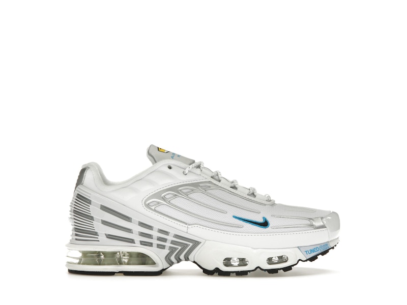 Nike Air Max Plus 3 Blanc Metallic Argente Laser Bleu ado Style DR8012 100 FR