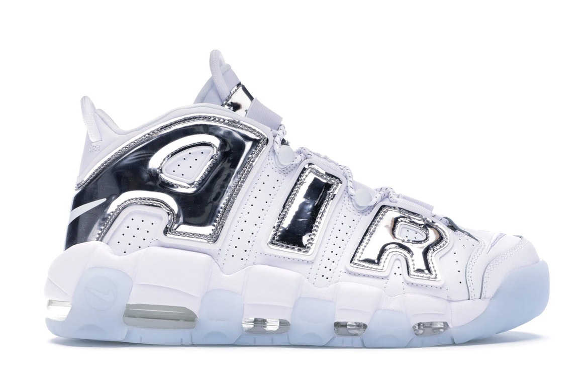 white and silver uptempos