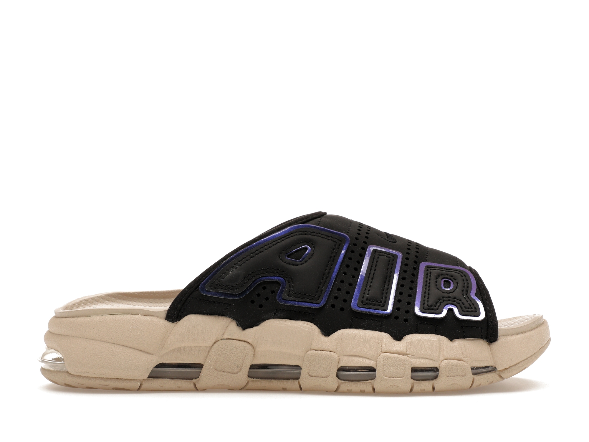 Nike Air More Uptempo Slide Black Sanddrift Iridescent Men's