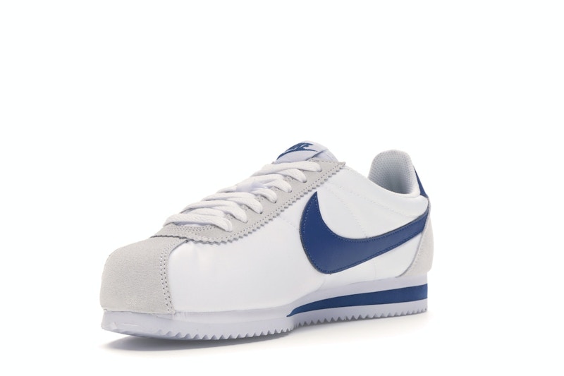 nike cortez white gym blue