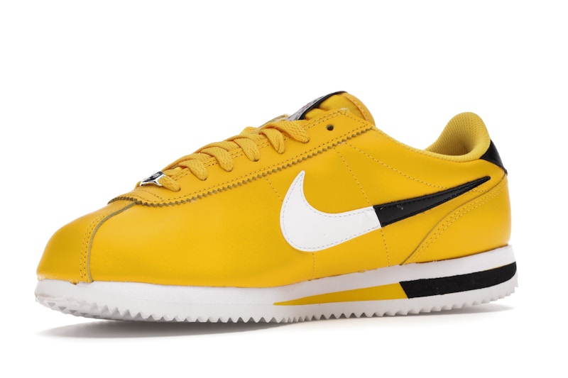 nike cortez yellow and white