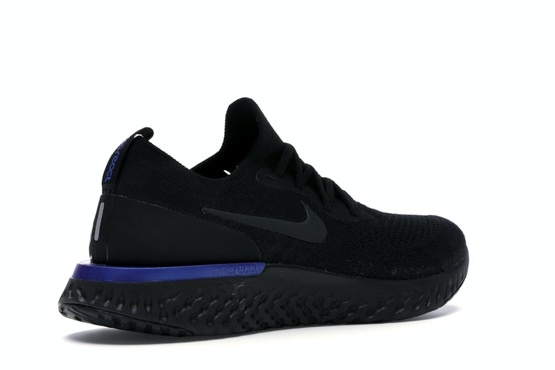 Nike epic react flyknit mens black blue clearance
