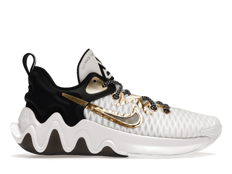 Black and white giannis store shoes