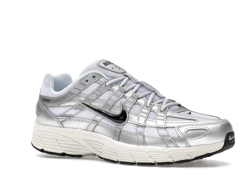 Nike P-6000 White Metallic Silver Flat Silver Black