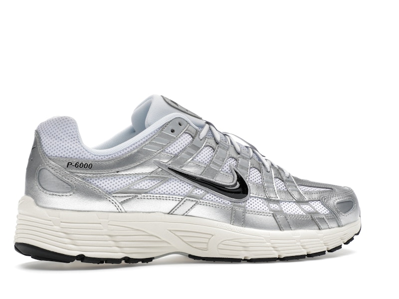 Nike P-6000 White Metallic Silver Flat Silver Black