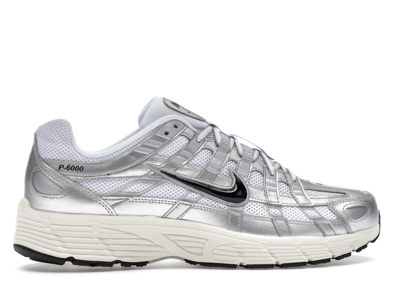 Nike P-6000 White Metallic Silver Flat Silver Black