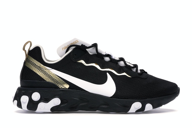 Nike React Element 55 Black Metallic Gold White