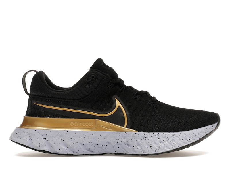 Nike React Infinity Run Flyknit 2 Black Metallic Gold Women s CT2423 009 US
