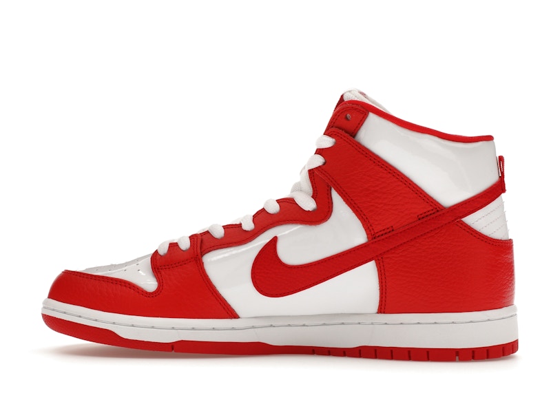 Red and white high top dunks Clearance