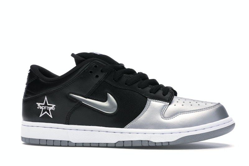 Nike SB Dunk Low Supreme Jewel Swoosh Silver