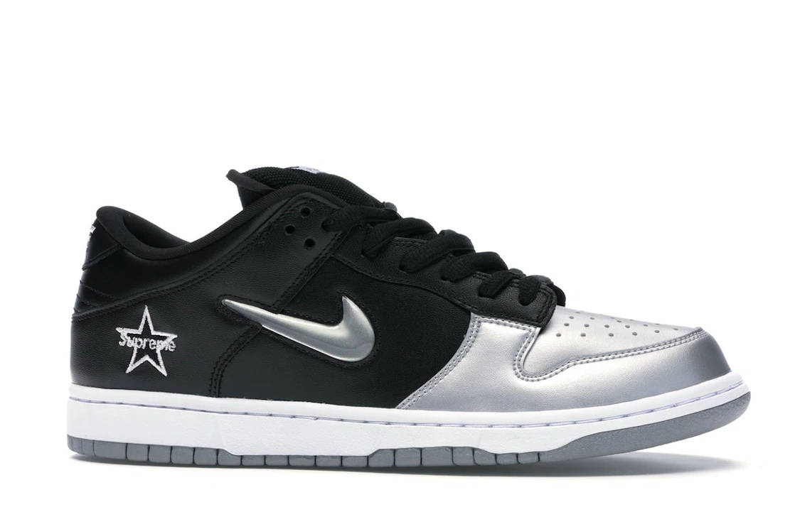 Nike SB Dunk Low Supreme Jewel Swoosh Silver