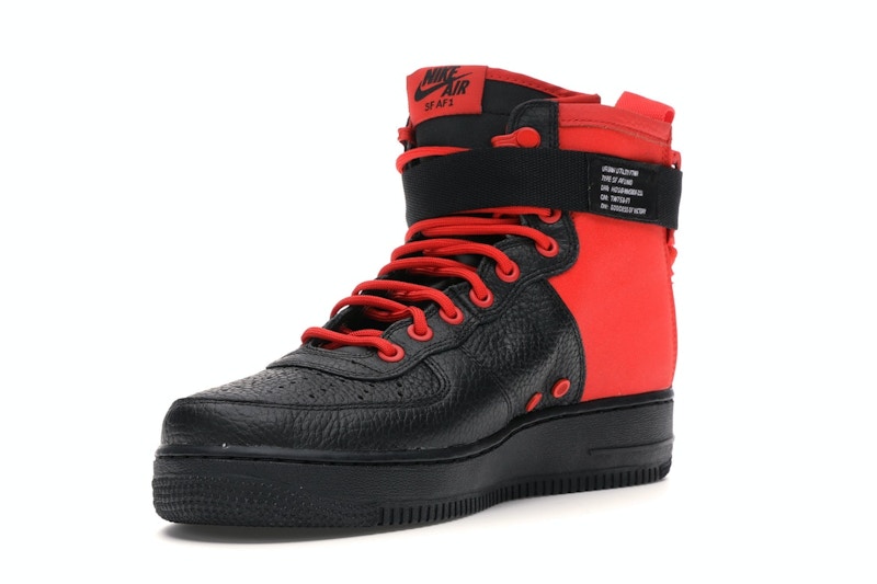 Nike sf air force 1 mid habanero red black Outlet